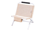 SPIAGGINA IN TEXTILENE E STRUTTURA IN ACCIAIO BIANCO 22 MM TESSUTO BEIGE PORTATA MAX 100 KG 57X48X51 CM OKX