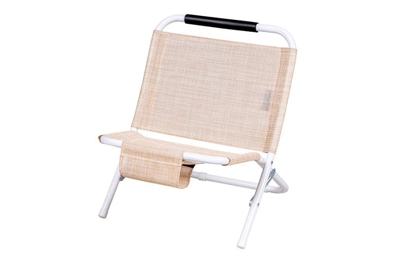 SPIAGGINA IN TEXTILENE E STRUTTURA IN ACCIAIO BIANCO 22 MM TESSUTO BEIGE PORTATA MAX 100 KG 57X48X51 CM OKX
