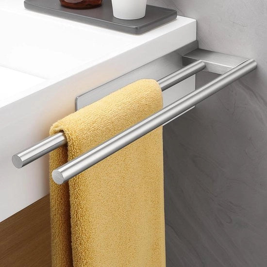 Sostegno asciugamano senza forare - 1 gancio asciugamano argento - accessorio bagno