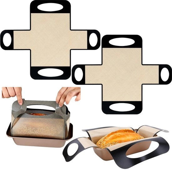 Siliconen inlegstuk per forma broda, 2-pack, con 4 maniglie, cinture di silicone antiscivolo di alta qualità per forme da pane da 24 x 13 cm o 7 kg.