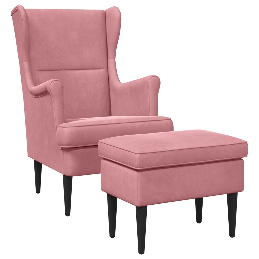 Poltrona con Ottomano 2 pz Rosa Velluto 3418818