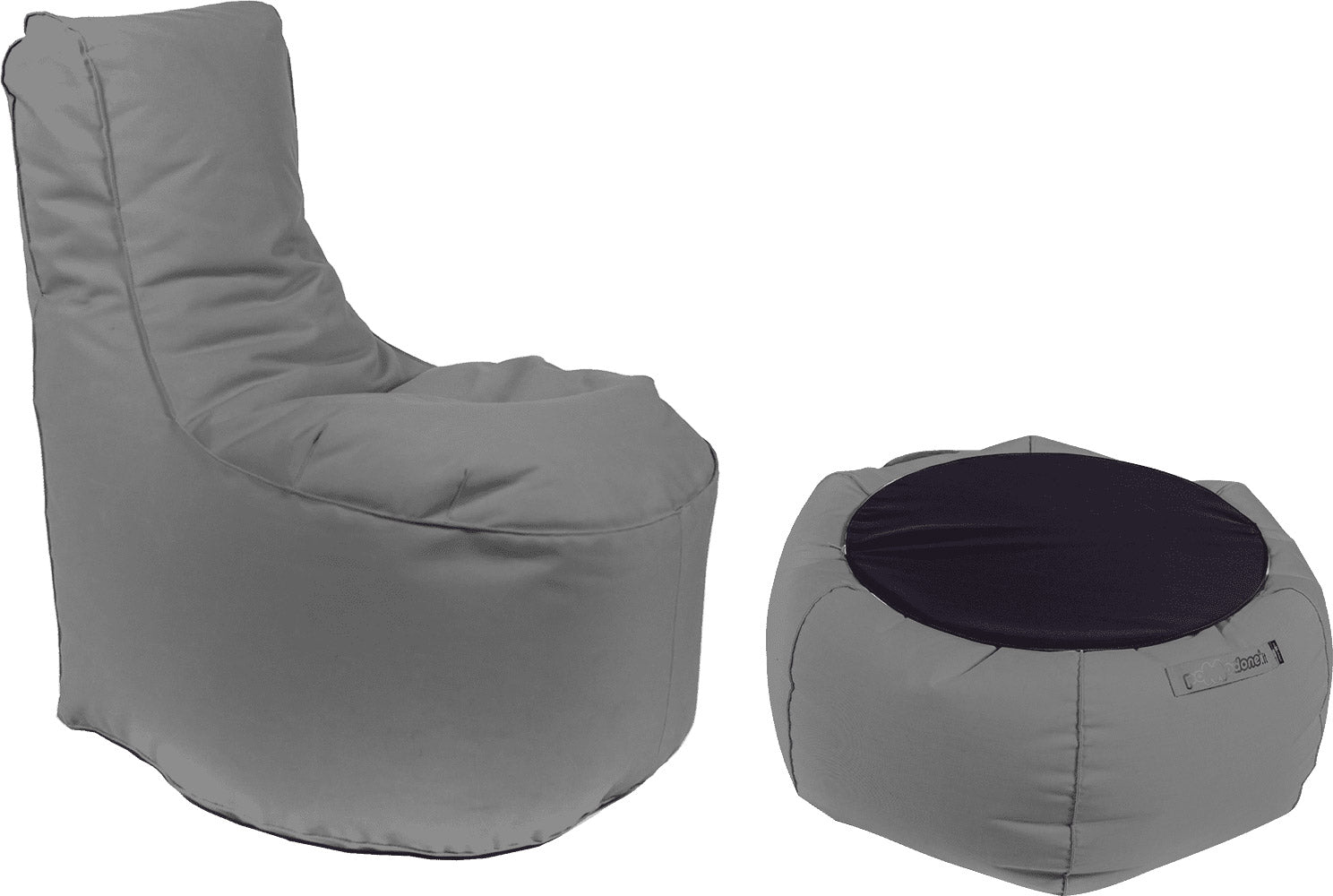 Poltrona Pouf e Tavolino in Acrilico Pomodone Grigio Chiaro
