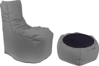 Poltrona Pouf e Tavolino in Acrilico Pomodone Grigio Chiaro