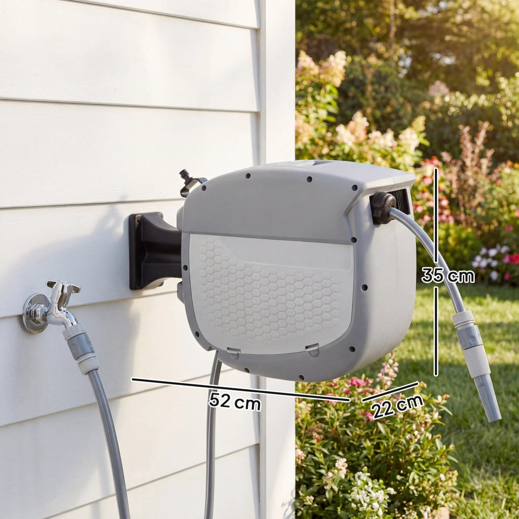Carrello Avvolgitubo per Giardino 20m con Schlauch ¨C zephmum ¨C Grigio 180¡ã Girevole