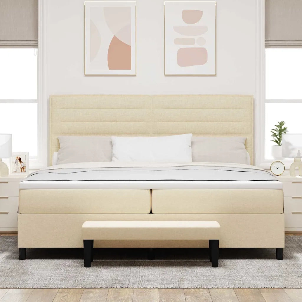 Letto a molle con materasso Crema 200 x 200 cm Tessuto 3344021