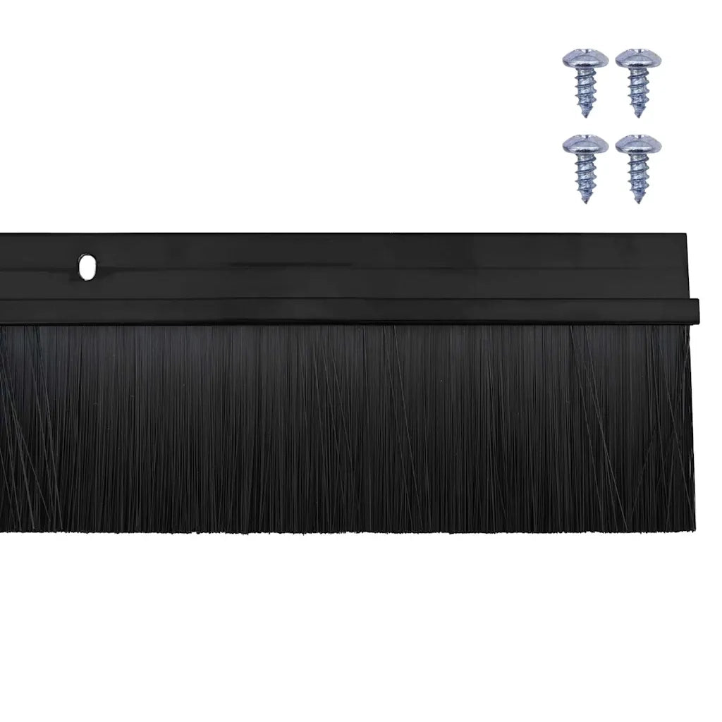Spazzole per porte a vite 2 pcs Nero 100 cm Lega di alluminio