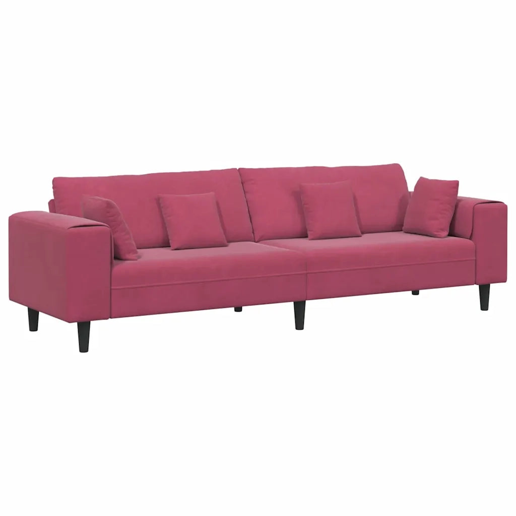 vidaXL Divano in Velluto con cuscino Rosso Vino 208 cm Velluto