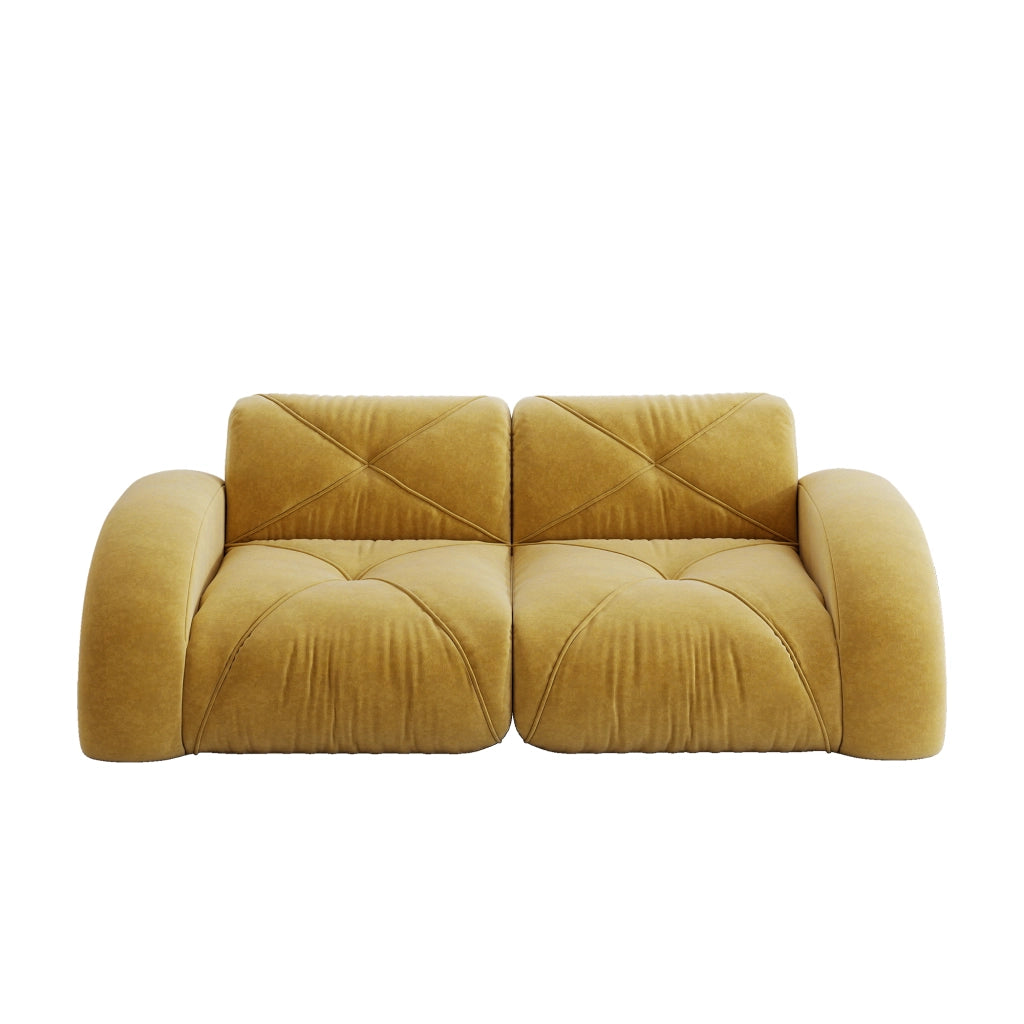 Divano modulare senza struttura 2 posti in ciniglia gialla 204x95x76 cm