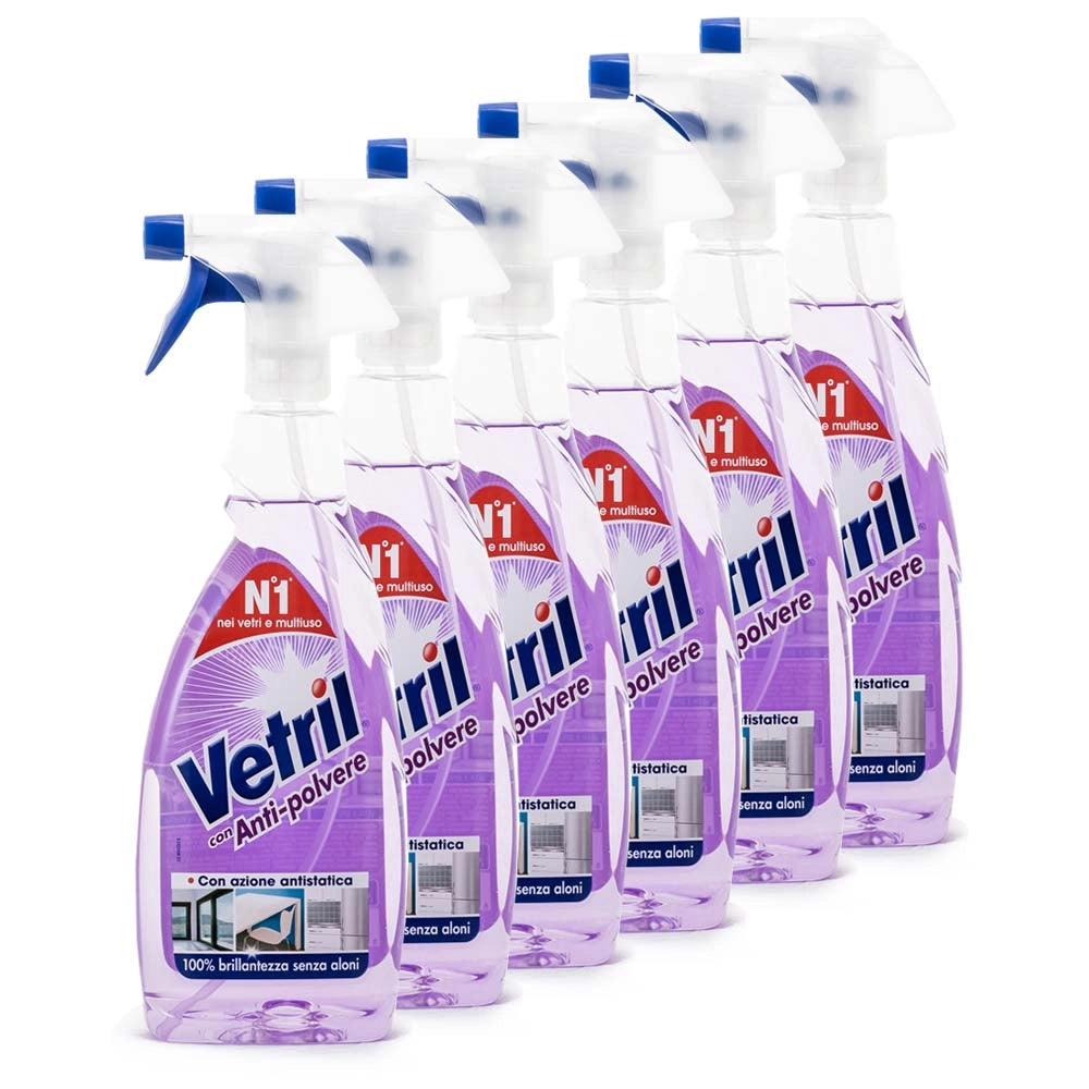 6 x Vetril 650 ML Anti-Polvere Verti Con Erogatore Completo