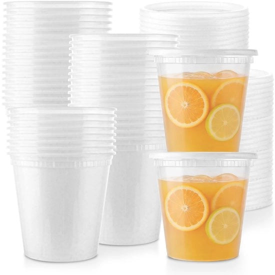 Contenitori in plastica riciclabili 720 ml - Bicchieri in plastica trasparenti - Imbottiti - Scatole di conservazione - 40 pezzi - Translucidi