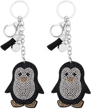 Sostegno per Chiavi con Forma di Pinguino - Sostegno per Chiavi con Cristalli - Sostegno per Chiavi con Strass - Sostegno per Chiavi in Pelle - Decorazione - Design Carino