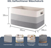 Mandolina intrecciata 65 l - raccolta lavanderia pieghevole per bambini - contenitore di stoccaggio per giocattoli da baby - coperte e contenitore per la lavanderia