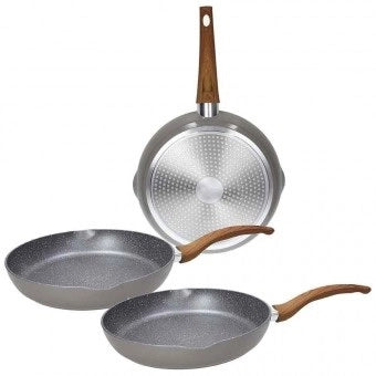Set 3 Padelle Antiaderenti Natural Love con Becco anche Induzione 20 + 24 + 28 cm