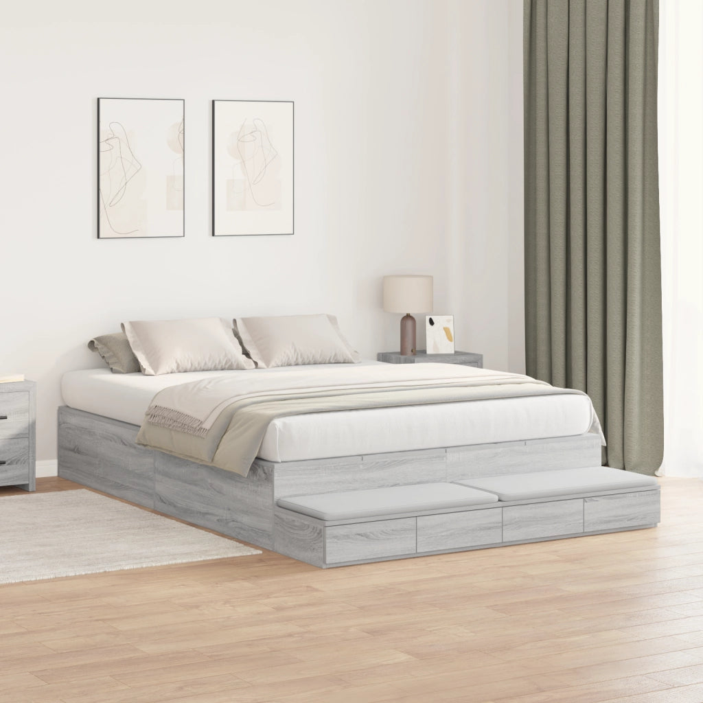 Struttura letto contenitore Grigio Sonoma 140x200 cm