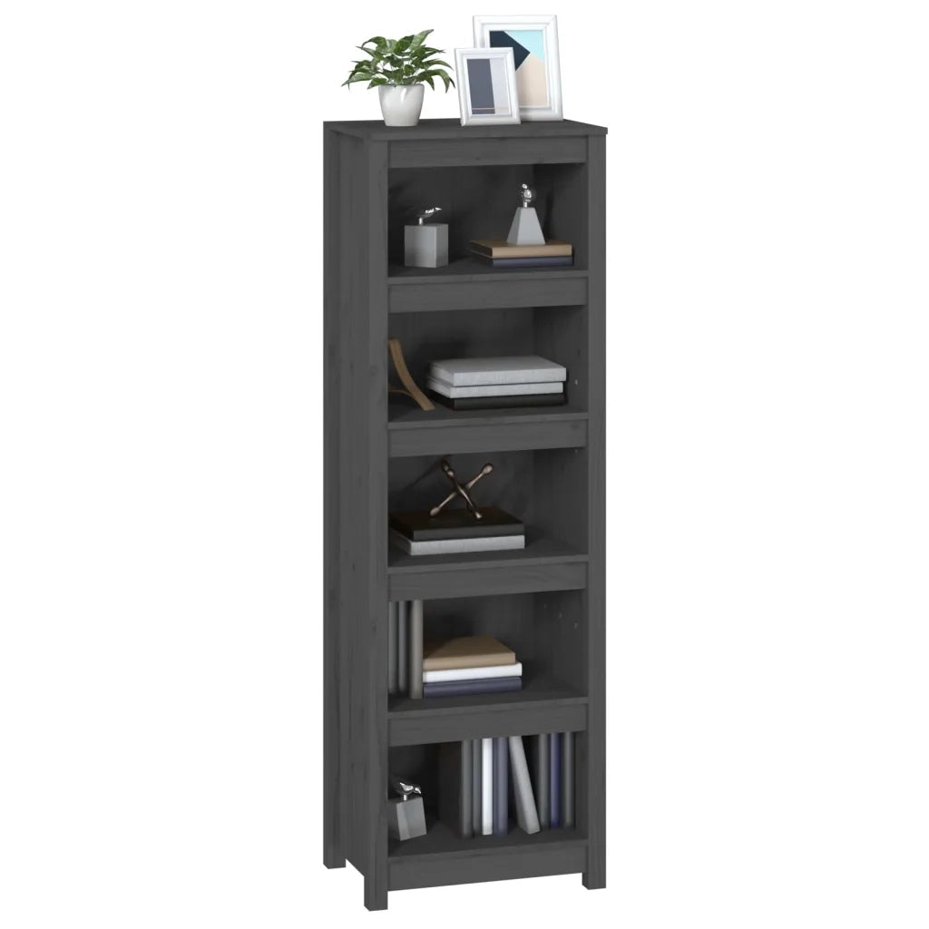 Libreria Grigia 50x35x154 cm in Legno Massello di Pino 821716