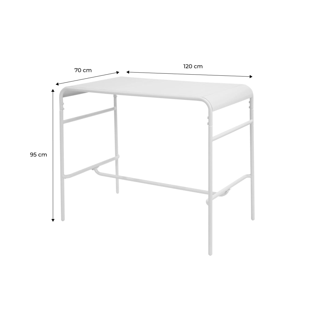Tavolo alto da giardino in acciaio, 4 posti, 120cm, beige