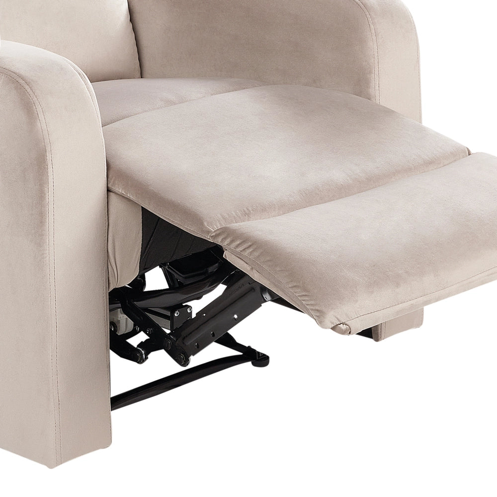 Poltrona reclinabile elettricamente in velluto bianco crema design moderno glamour soggiorno