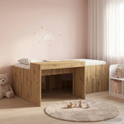 Letto alto per bambini con scrivania Rovere Artigianale