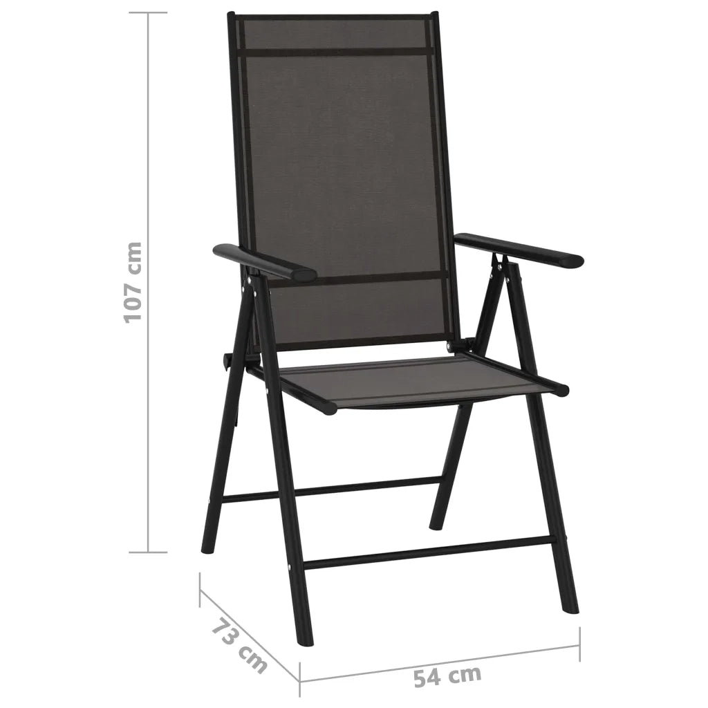 Sedie da Giardino Pieghevoli 6 pz in Textilene Nere 312179