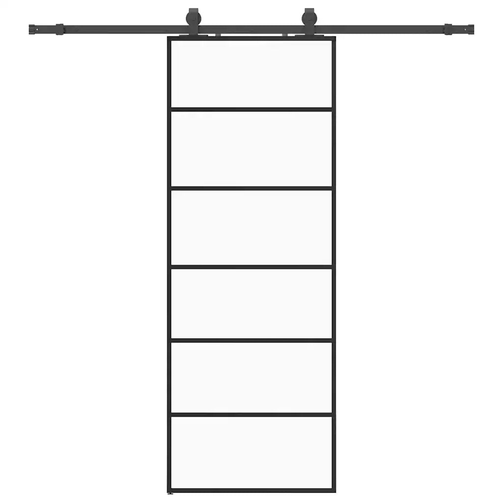 Porta Scorrevole con Ferramenta Nera 76x205 cm in Vetro ESG