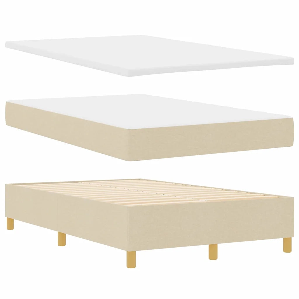 Letto a Sorgente LED con materasso Crema 120 x 200 cm Tessuto
