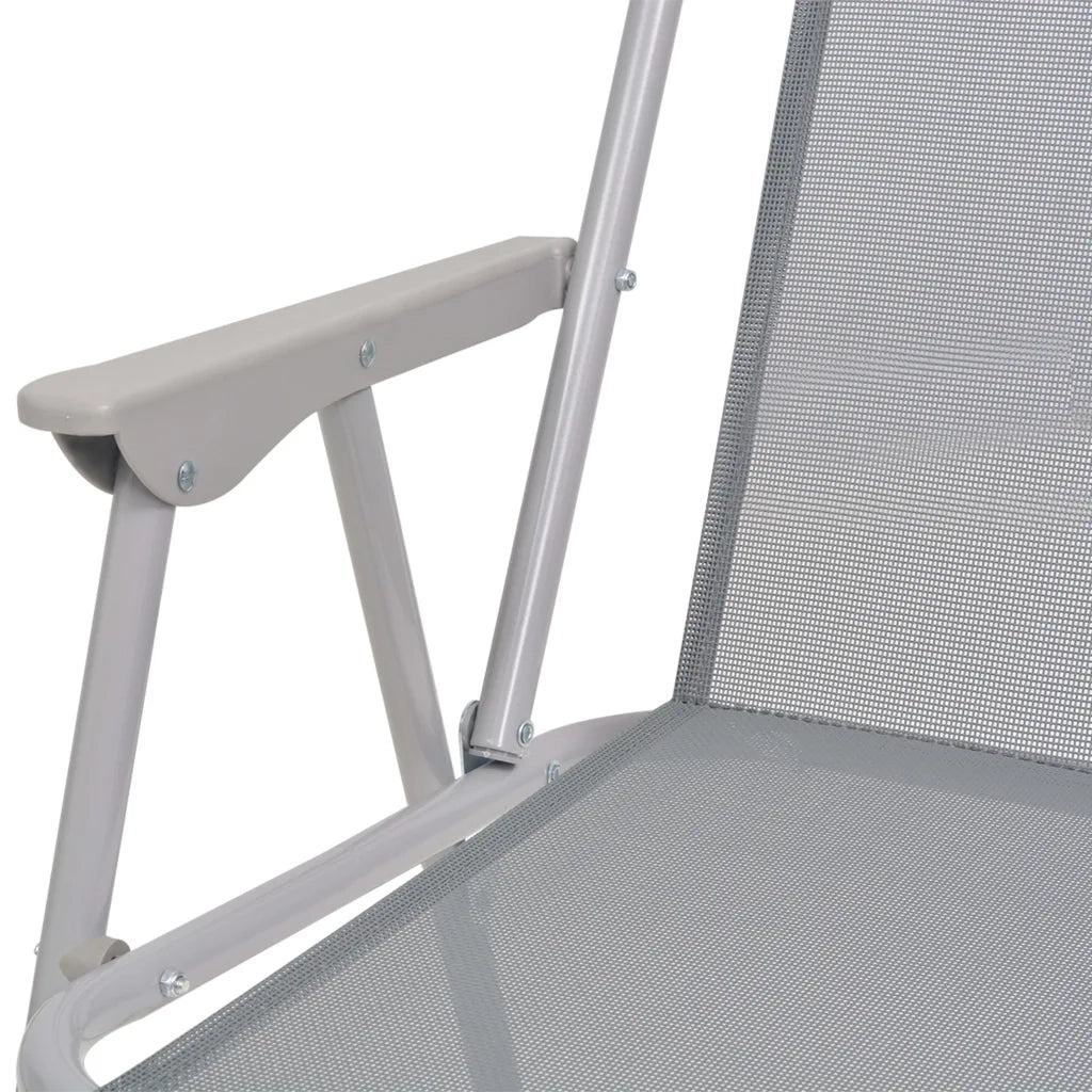 Set da Pranzo da Giardino 6 pz | Set Salotto da Giardino in Acciaio e Textilene Grigio
