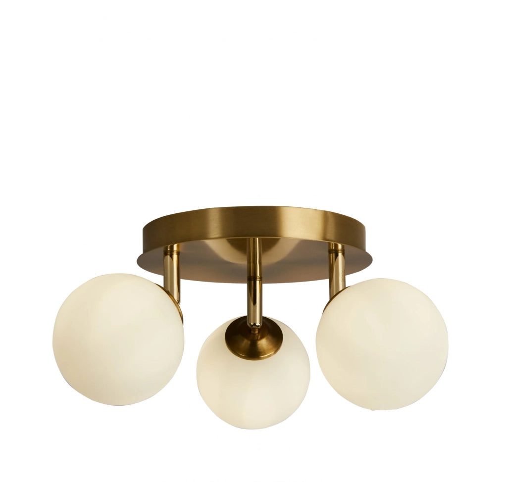 Crosby 3Lt Semi-Flush - Metallo dorato e vetro opalino