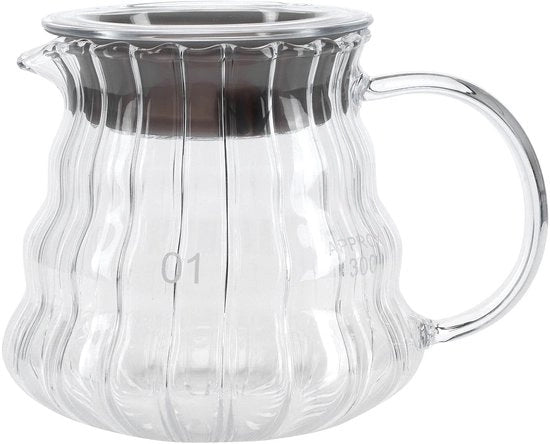 Caffettiera 300ml - Vetro Borosilicato - Caffettiera Automatica - Teiera - Maniglia Antiscivolo - Coperchio in Gomma