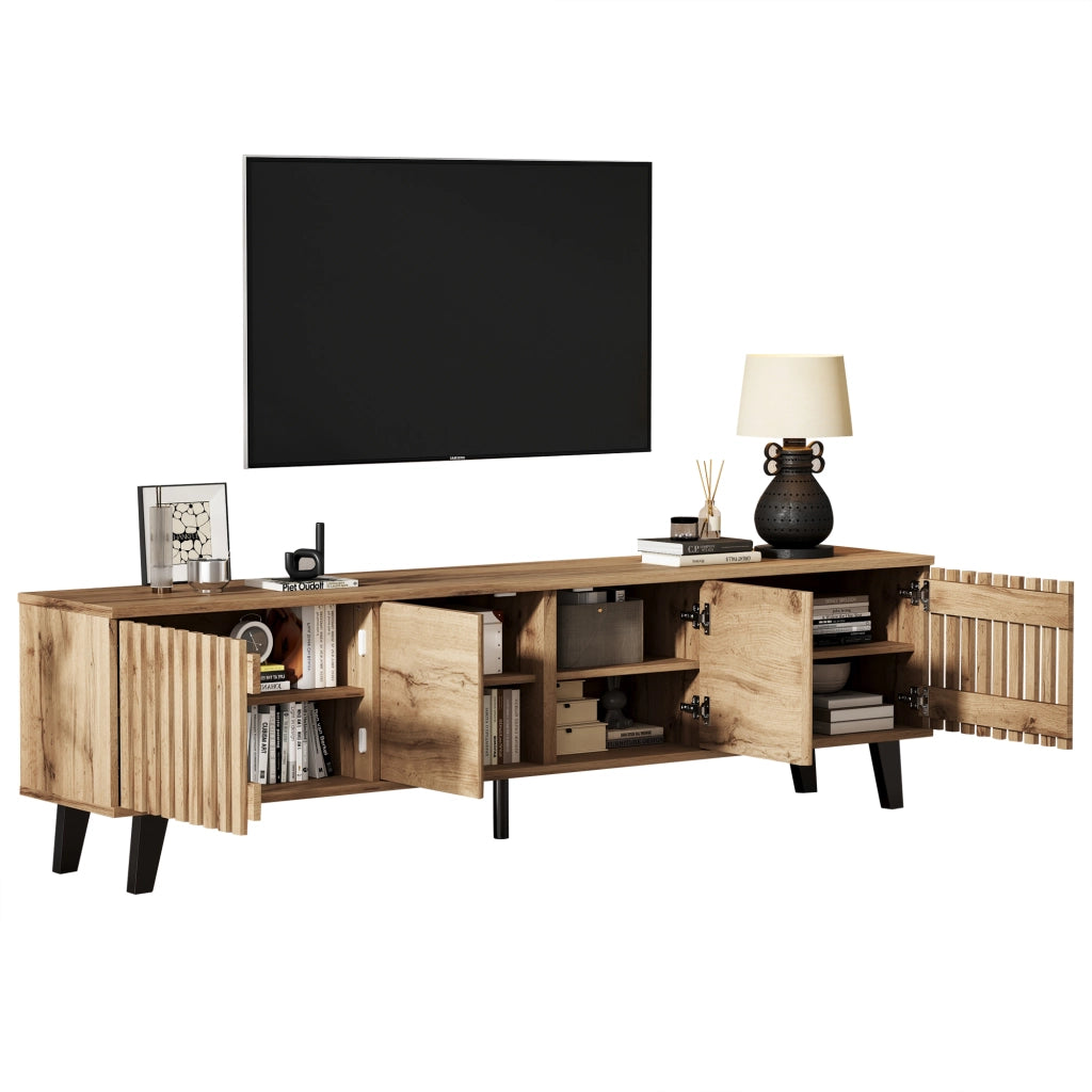 Mobile TV con 4 ante e 8 vani; per soggiorno; in truciolare; 180 x 40 x 55 cm; naturale