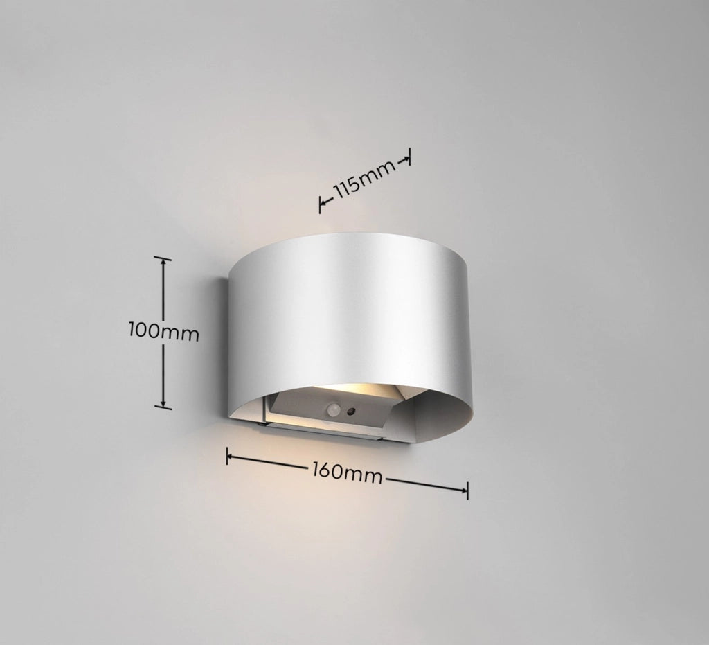 Applique LED 6W argento con sensore, batteria IP44