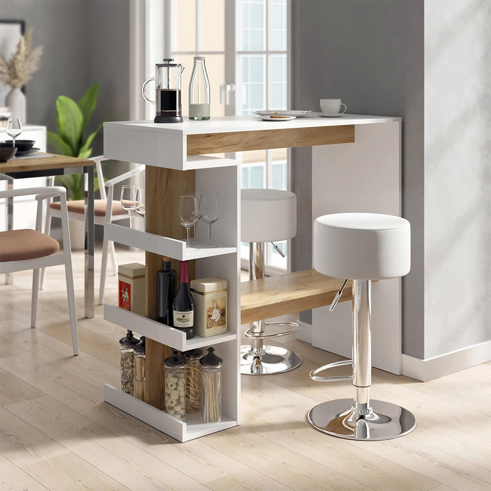 Vicco tavolo bar con sgabelli Rovere bianco/dorato 108 x 50 cm con 2 sgabelli da bar