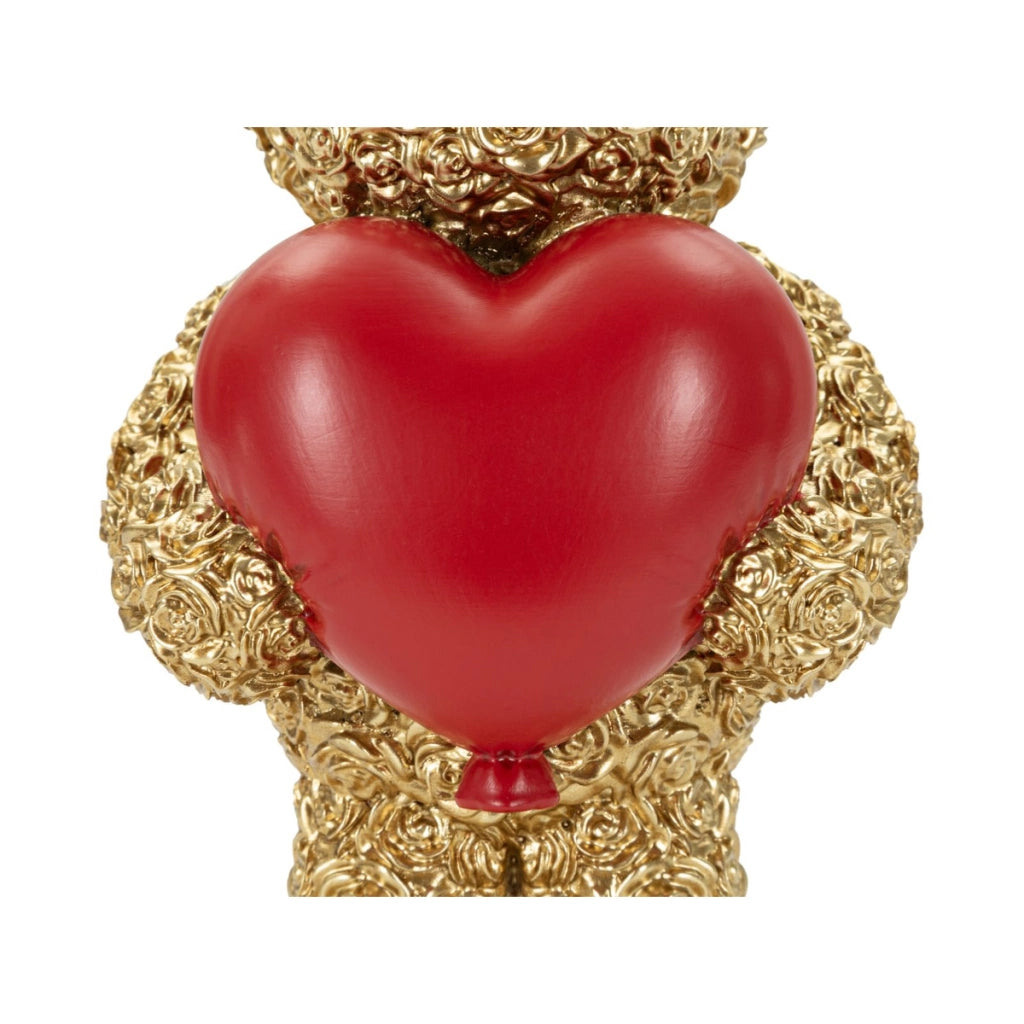 Scultura orsetto decorativo con cuore rosso