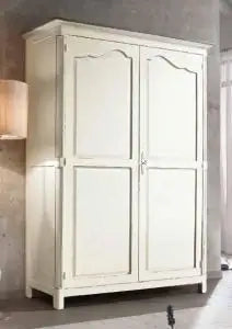Armadio Lisbona Shabby chic bianco anticato in legno massiccio