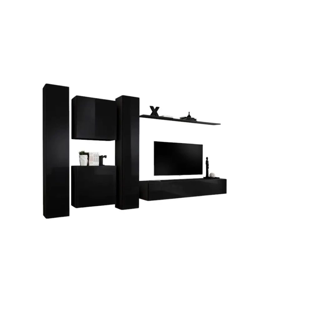 Set di mobili da salotto SWITCH VI design, colore nero lucido.