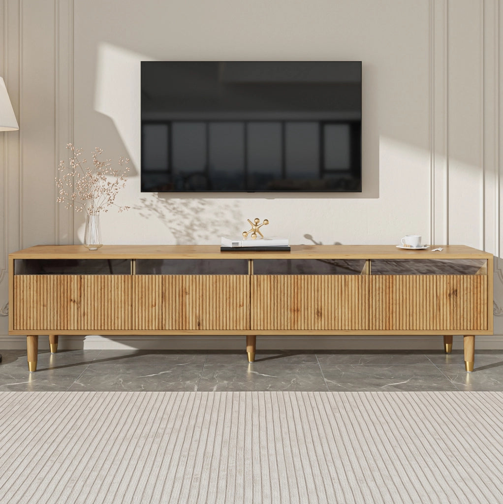 Mobile TV moderno effetto legno 178 cm con 4 cassetti e passacavi