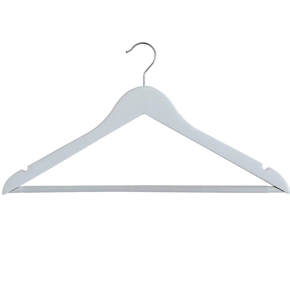 Trade Shop - Set 20pz Grucce In Legno Bianco Barra Portapantaloni Antiscivolo Gancio Ruotante -