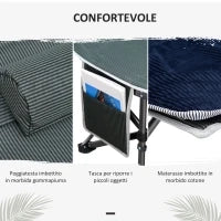 Lettino Pieghevole da Campeggio per Adulti con Cuscino e Borsa Trasporto, 188x64.5x53cm - Blu