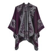 Sciarpa da donna, scialle, in cashmere, spesso, caldo, reversibile, mantellina divisa