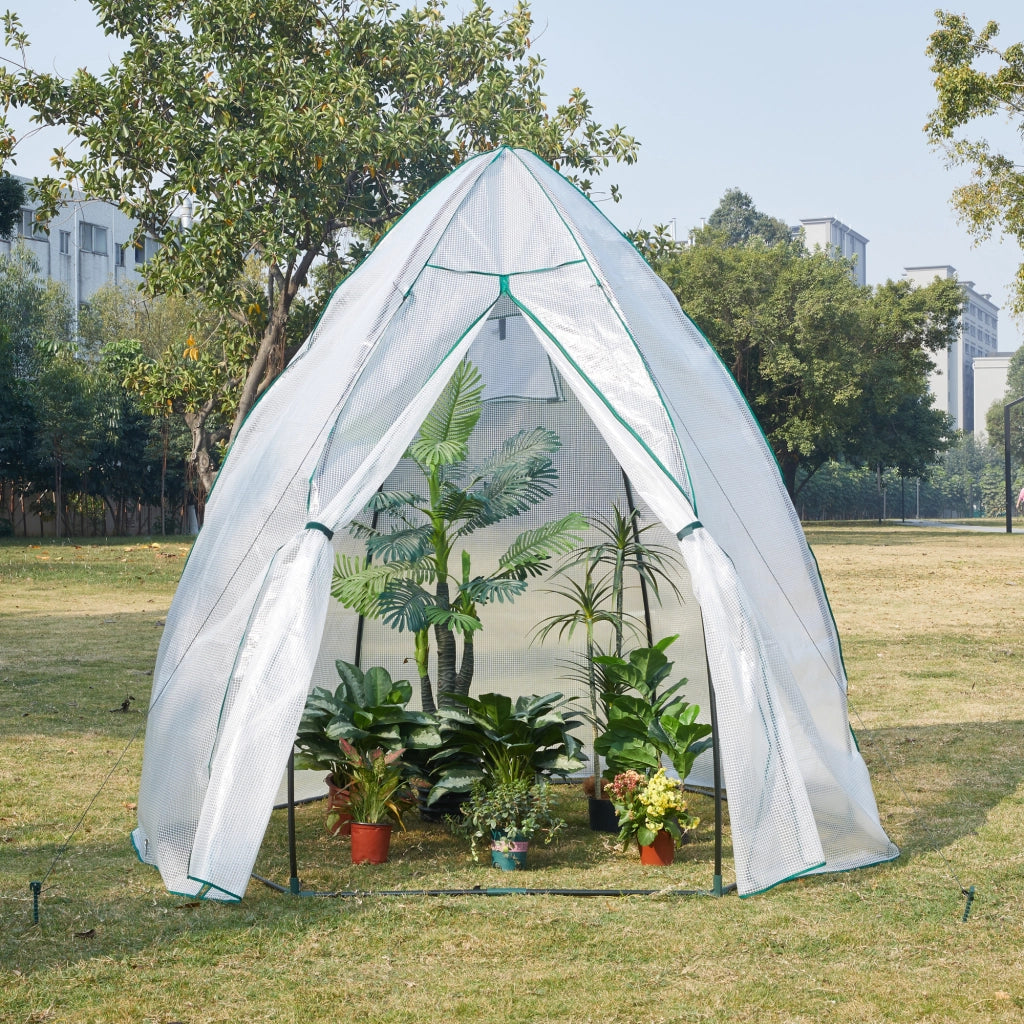 Serra da Giardino Hunze per Coltivazione Piante Copertura Semitrasparente Bianco Alto 200 cm [en.casa]