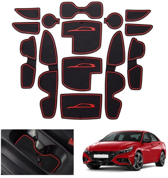 Accessori di protezione per Hyundai i30 2017-2023 2024, mattonelle antislittamento, mattonelle in gomma, mattonelle per contenitore nel vano porta, mattonelle per vano porta, compatibili con Hyundai i30 (rosso)