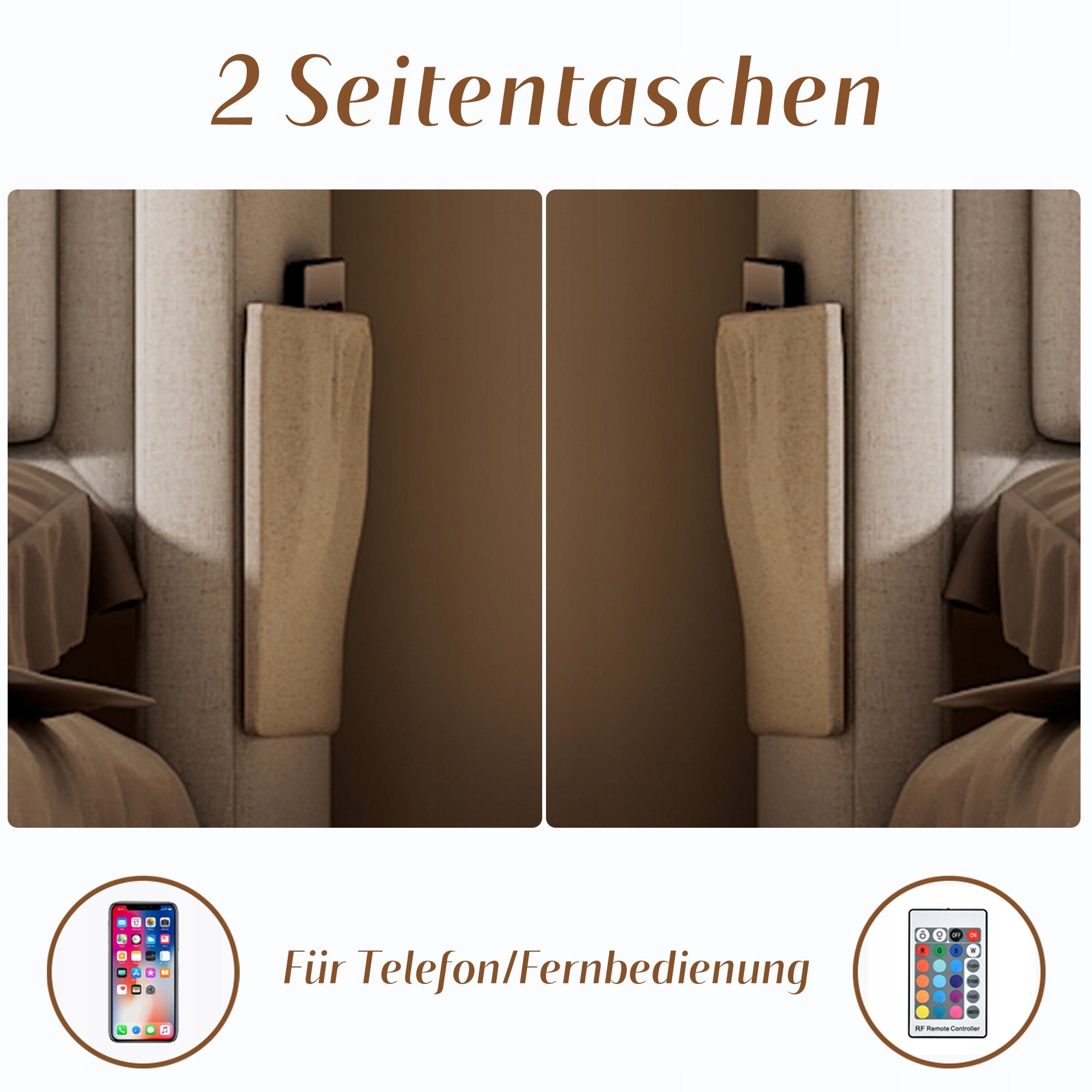 Letto imbottito 140x200 beige, cotone (con materasso) - Xylo