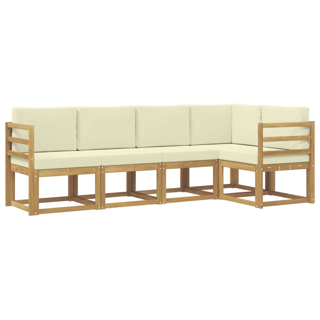 Set di divani da esterno con cuscino 5 pcs Bianco e Crema