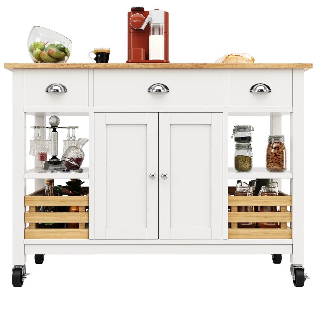 Tavolo da Cucina Multifunzione con Carrello ¨C MINIMAL ¨C Bianco, Legno, 120x45x90