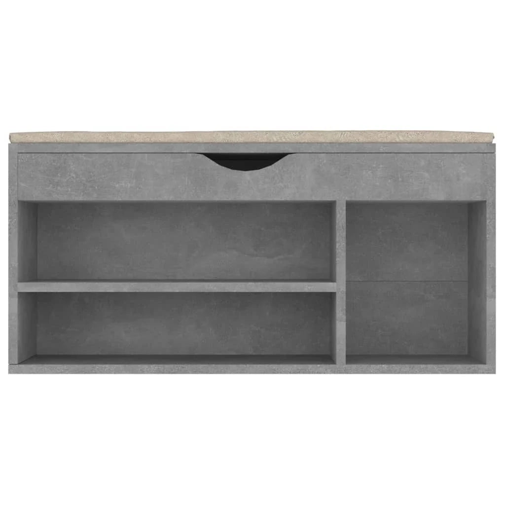 Panca portascarpe/stivali cassettiera scaffale mobiletto portaoggetti per ingresso con cuscino legno ingegnerizzato grigio 02_0022873