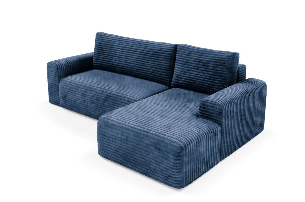 Folgarida, Divano Letto con Penisola Contenitore, 268x163 cm blu