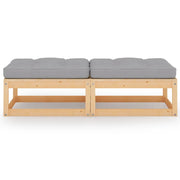 Sedia da giardino-Poggiapiedi da Giardino con Cuscini 2pz Legno Massello di Pino