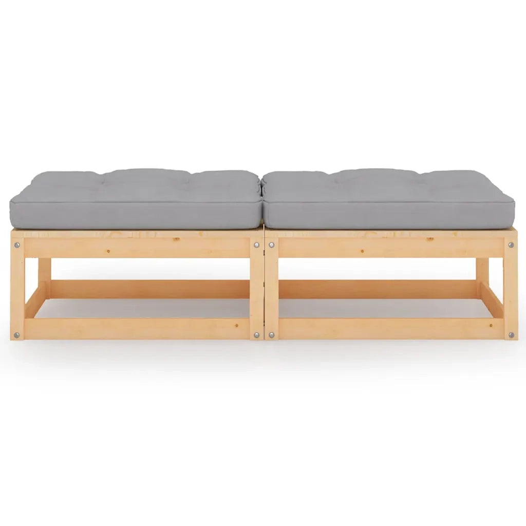Sedia da giardino-Poggiapiedi da Giardino con Cuscini 2pz Legno Massello di Pino