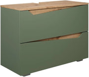 Mobile sottolavabo per bagno Marelle, Verde/Artigianale, 80 x 57.5 cm con 2 cassetti, adatto per l'installazione sotto lavabi standard