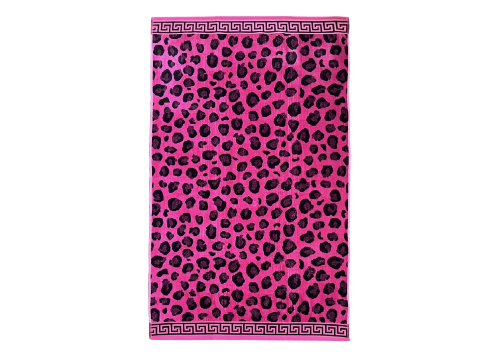 Telo Mare Jacquard Spugna Asciugamano Spiaggia Disegno Cleopatra Fucsia