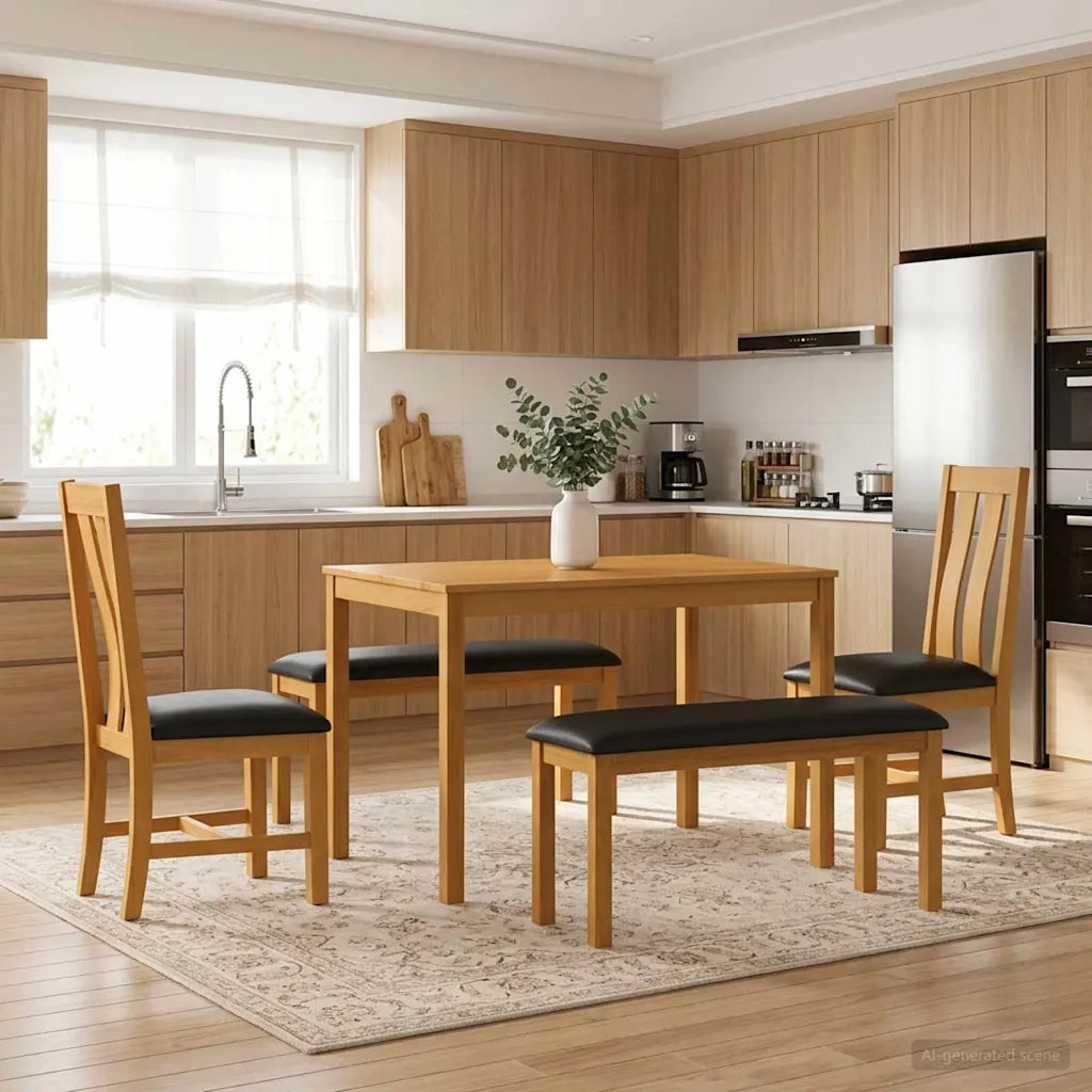 Set da pranzo 5 pz Nero Legno di Quercia Massello 3430283